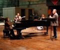 Vicki Bragin rehearsing Bolling's Suite for Flute and Jazz Piano Trio